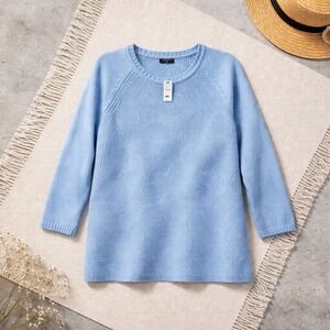 Talbots Plus Size 1X Light Cornflower Blue Textured Knit Sweater Women NWT $99
